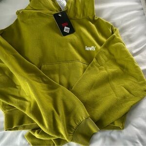Levi's Olive Green Cropped Pullover Hoodie